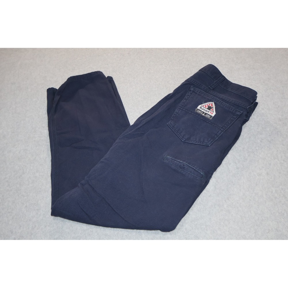 Bulwark FR Work Pants Men 34x32 Navy Blue Flame Resistant CAT2 2112 Work Utility